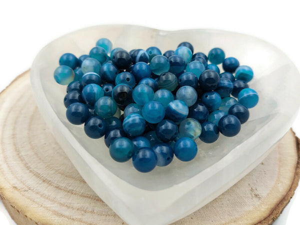 Agate rayée bleue - 8 mm - 20/40 Perles