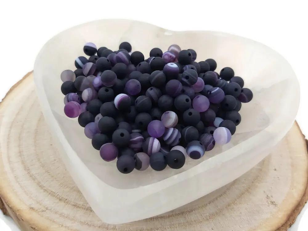 Agate rayée Grade A violette - 6 mm - 30/60 Perles Les Précieuses Perles