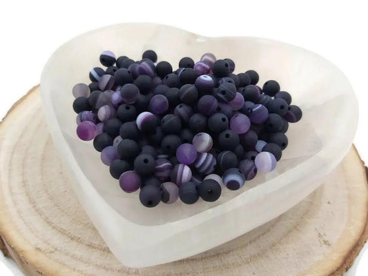 Agate rayée Grade A violette - 6 mm - 30/60 Perles Les Précieuses Perles