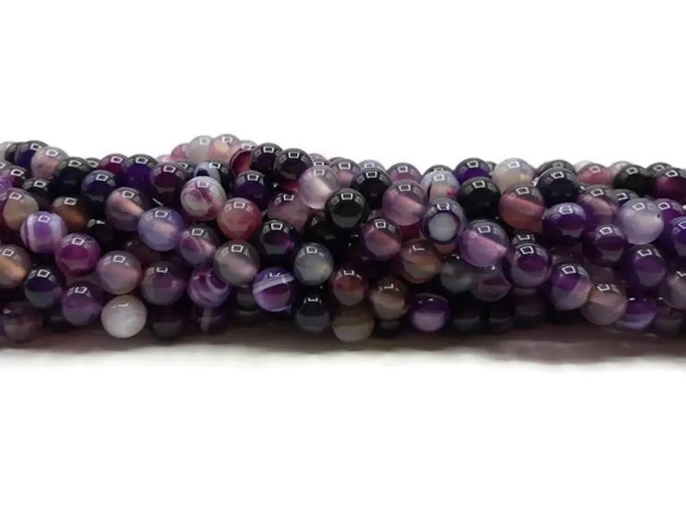 Agate rayée violette - 6 mm - 60 Perles Les Précieuses Perles