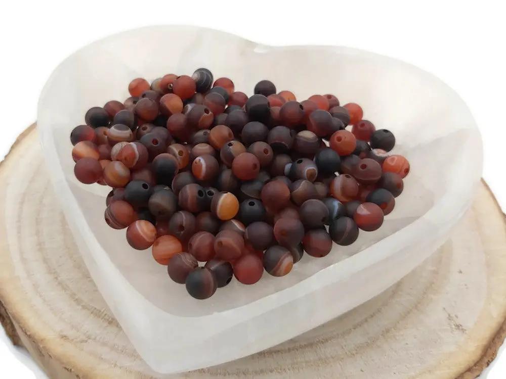 Agate rayée marron Grade A - 6 mm - 60 Perles Les Précieuses Perles