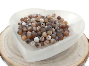 Agate rayée marron Grade A - 6 mm - 60 Perles