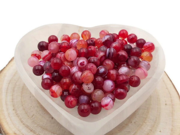 Agate rayée rouge Grade A - 8 mm - 20/40 Perles