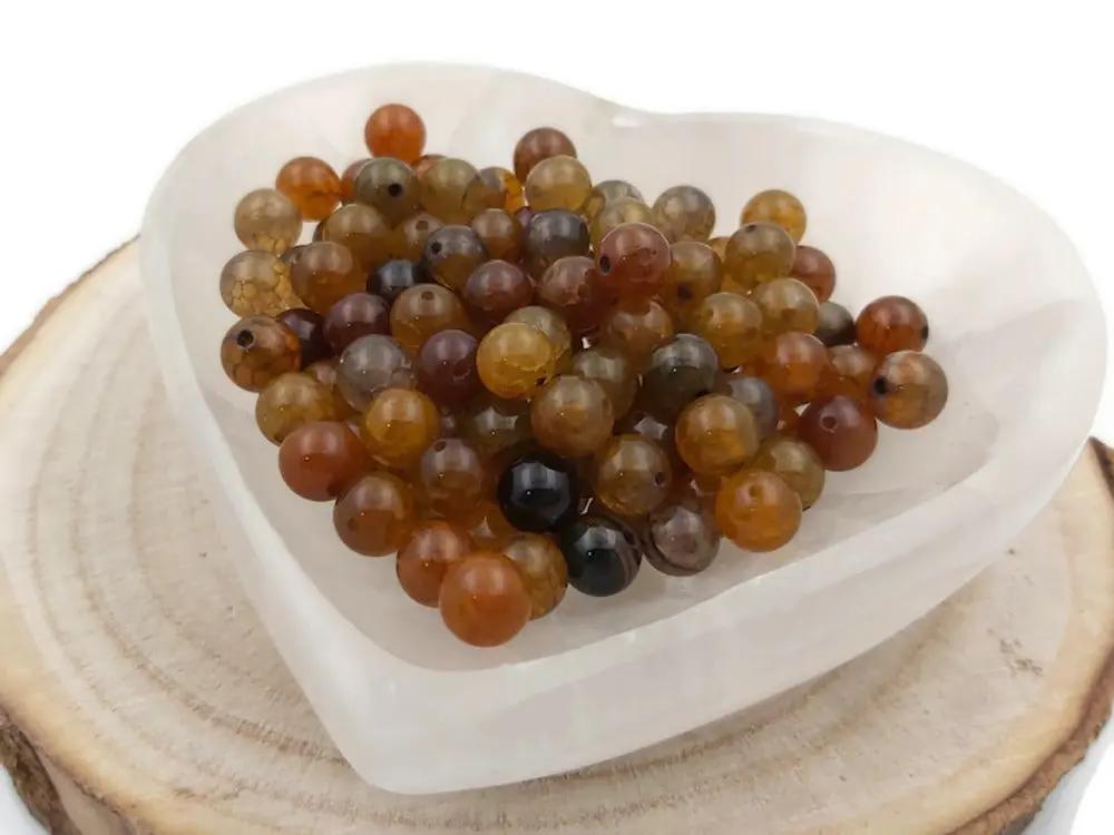 Agate veine de dragon marron - 8 mm - 40 Perles Les Précieuses Perles
