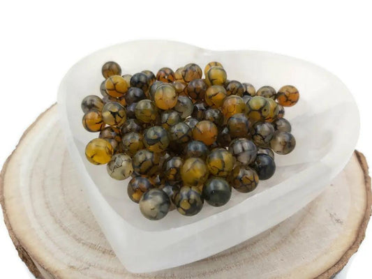 Agate veine de dragon verte - 8 mm - 20/40 Perles Les Précieuses Perles