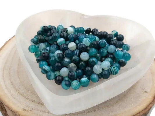 Agate rayée verte Grade A - 6 mm - 30/60 Perles Les Précieuses Perles