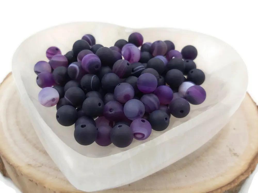 Agate rayée Indigo Grade A - 8 mm - 20/40 perles Les Précieuses Perles