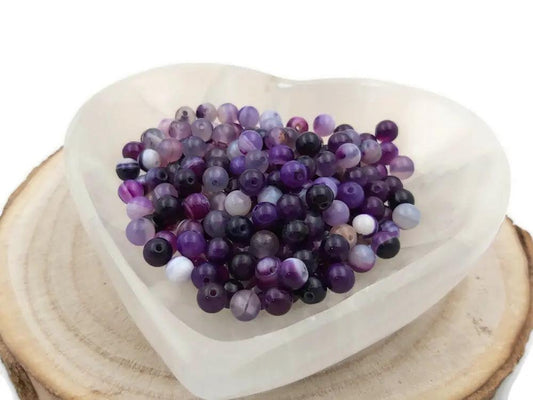 Agate rayée violette - 6 mm - 60 Perles Les Précieuses Perles