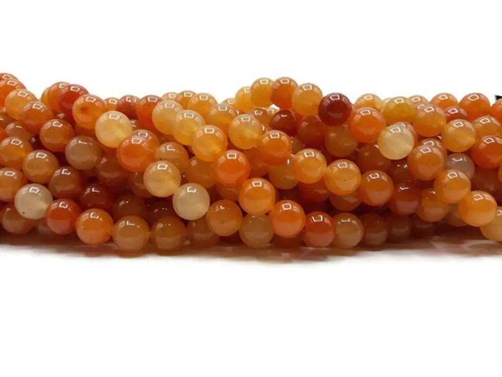 Aventurine rouge pêche - 8 mm - 40 Perles Les Précieuses Perles