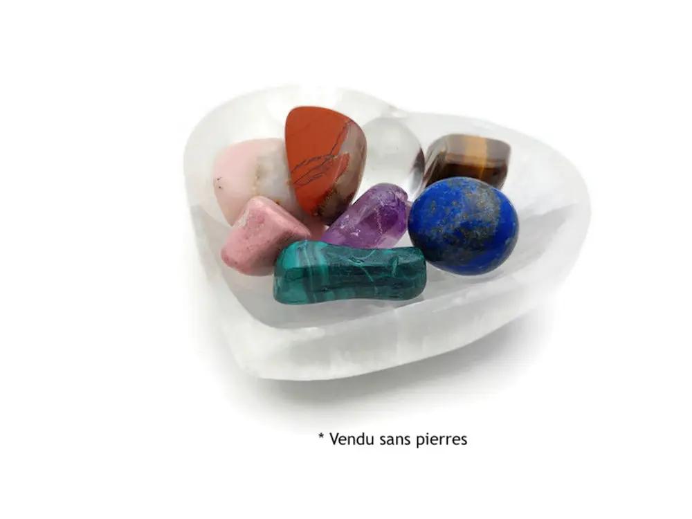 Bol Sélénite Grade A+ forme coeur 10 cm Les Précieuses Perles