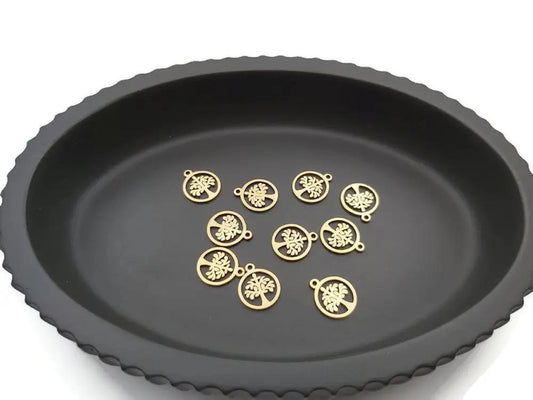 Breloque arbre de vie inox doré - Lot de 10 Les Précieuses Perles