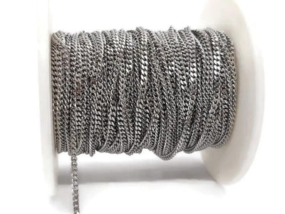 Chaine maille gourmette 3 x 2 mm inox - vendue au mètre Les Précieuses Perles