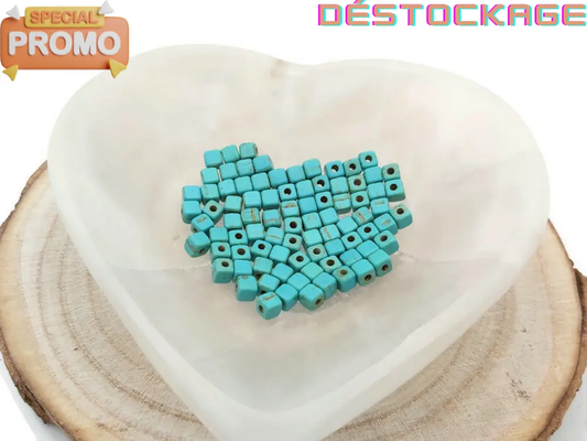 Turquoise synthétique - Cubes de 4 mm - 80 Perles Les Précieuses Perles