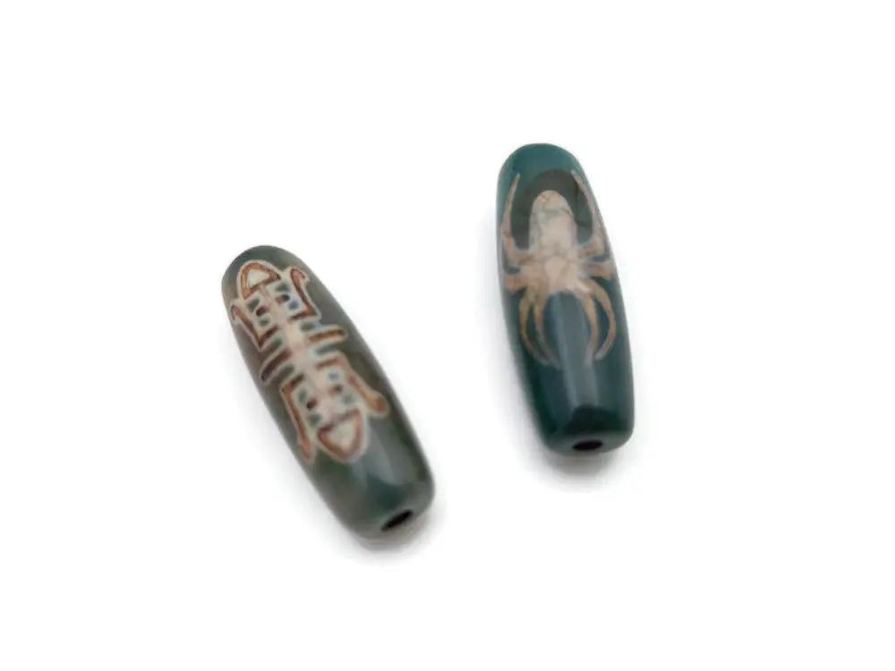 Agate - DZI Tibétaine longévité et araignée Les Précieuses Perles