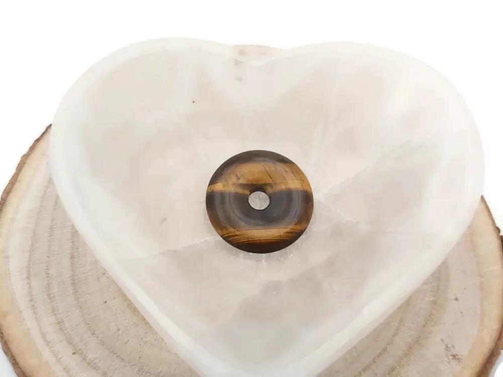 Pendentif rond en pierre œil de tigre Les Précieuses Perles