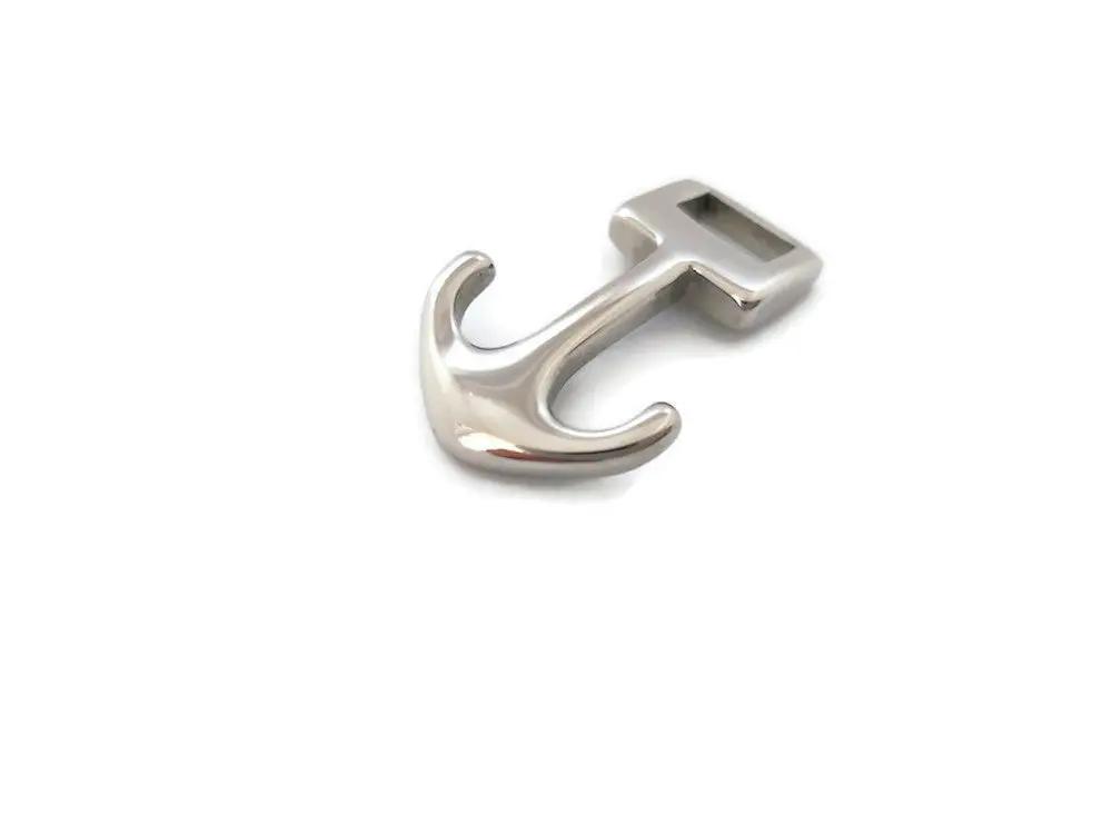 Fermoir inox pour bracelet en cuir - Ancre marine Les Précieuses Perles