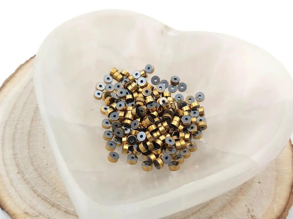 Hématite or synthétique - Rondelles Heishi de 4 x 2 mm - 50/100 Perles Les Précieuses Perles