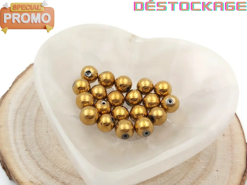 Hématite synthétique or - 10 mm - 20 Perles Les Précieuses Perles