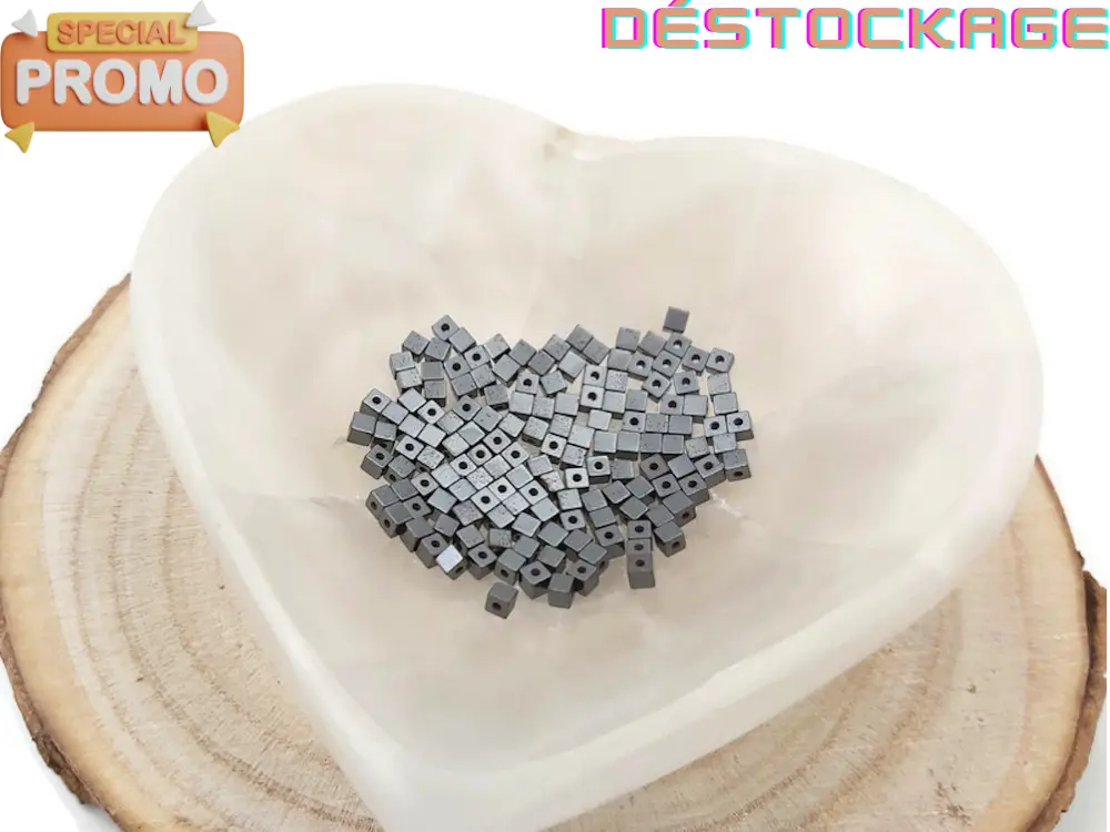 Hématite synthétique - Cubes de 3 mm - 120 Perles Les Précieuses Perles
