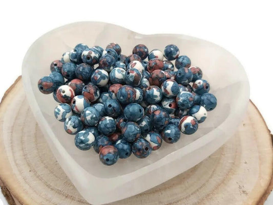 Jade synthétique bleu - Blanc - 8 mm - 20/40 Perles Les Précieuses Perles