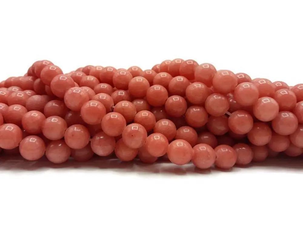 Jade de Malaisie corail - 8 mm - 40 Perles Les Précieuses Perles