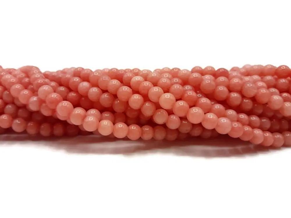 Jade de Malaisie corail - 4 mm - 80 Perles Les Précieuses Perles