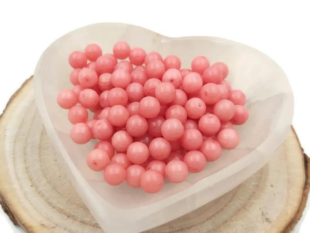 Jade de Malaisie corail - 8 mm - 40 Perles Les Précieuses Perles