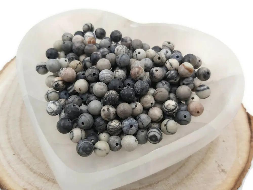 Jaspe noir et gris - 6 mm - 60 Perles Les Précieuses Perles