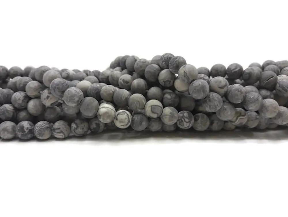 Jaspe Picasso gris - 6 mm - 60 Perles Les Précieuses Perles