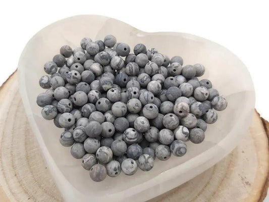 Jaspe Picasso gris - 6 mm - 60 Perles Les Précieuses Perles
