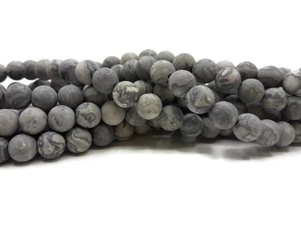 Jaspe Picasso gris - 8 mm - 40 Perles Les Précieuses Perles