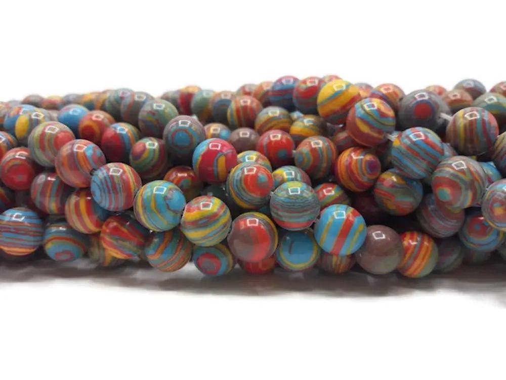 Malachite synthétique multicolore - 8 mm - 40 Perles Les Précieuses Perles