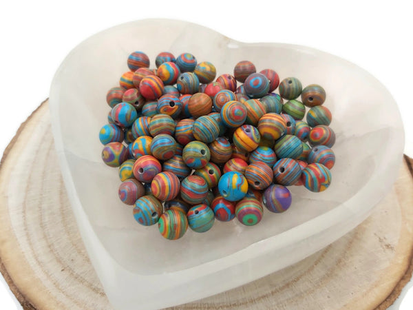 Malachite synthétique multicolore - 8 mm - 40 Perles