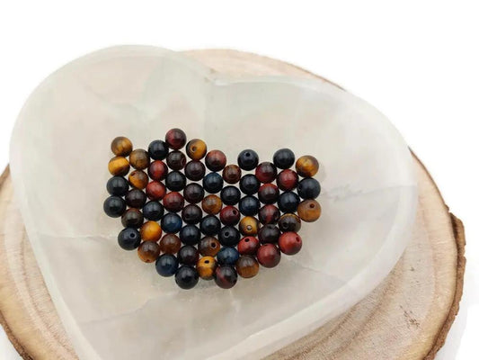 Œil de tigre Rouge et Bleu  - 6 mm - 30/60 Perles Les Précieuses Perles