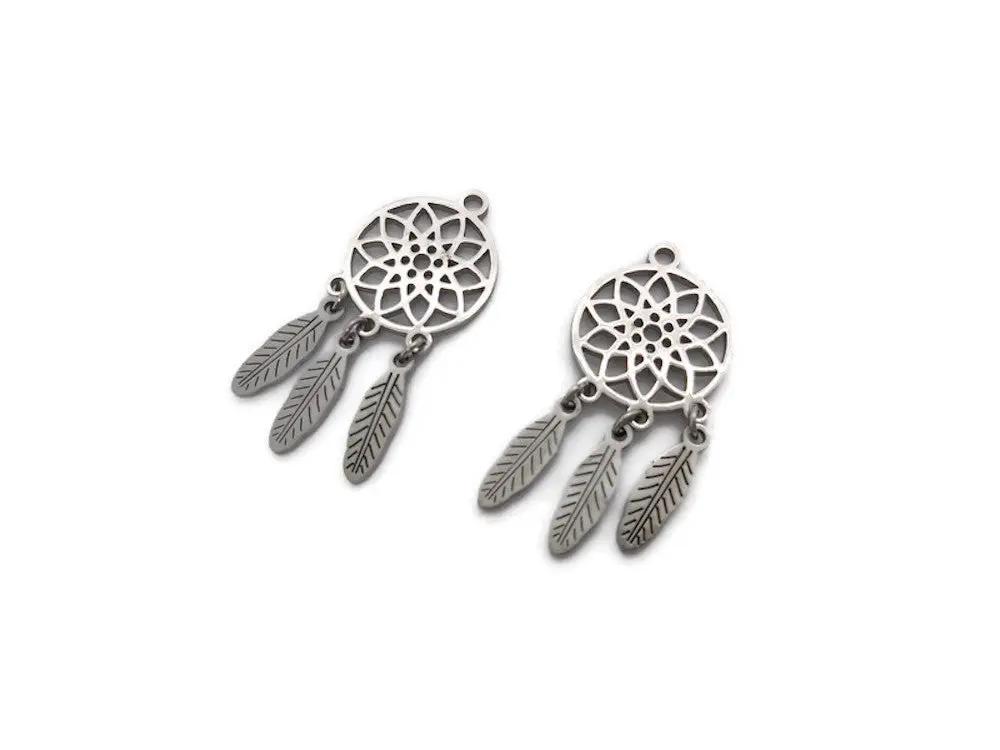 Pendentif attrape rêve en inox Les Précieuses Perles