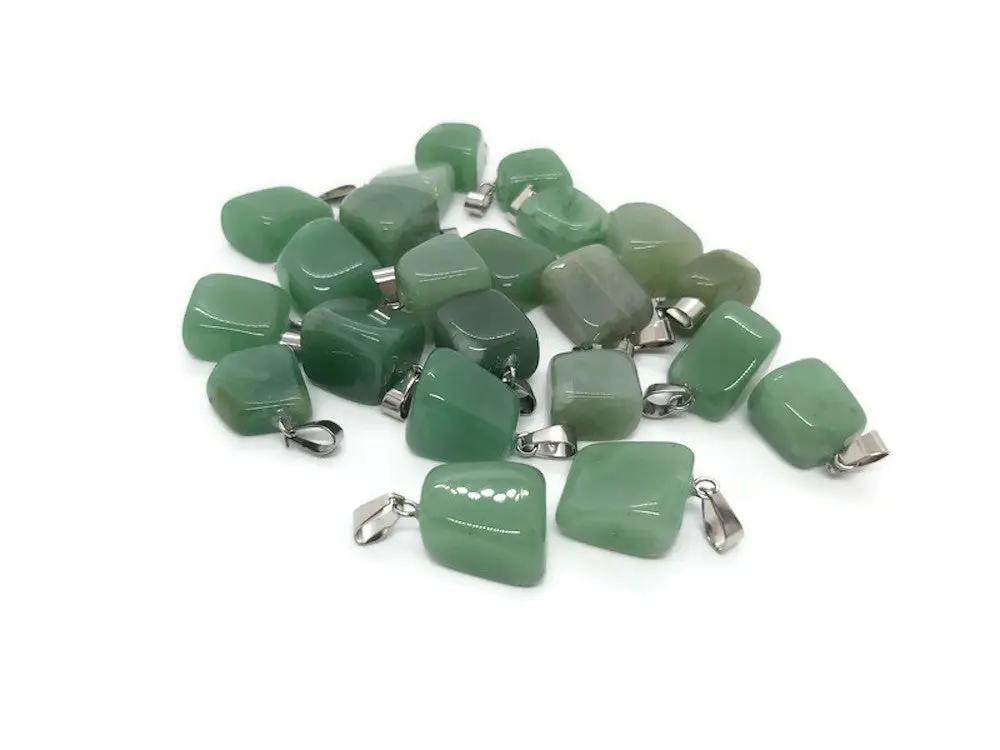 Pendentif pépite Aventurine verte  - Bélière inox - 1 pièce Les Précieuses Perles
