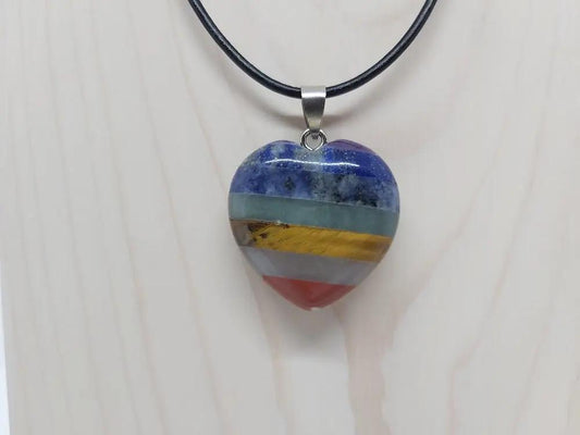 Pendentif Cœur pierre 7 chakras Les Précieuses Perles