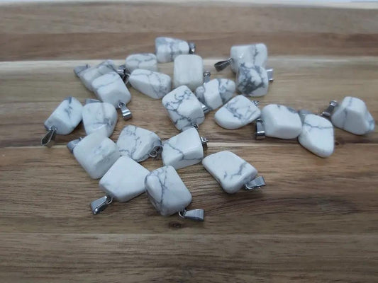 Pendentif pépite howlite - Bélière inox - 1 pièce Les Précieuses Perles