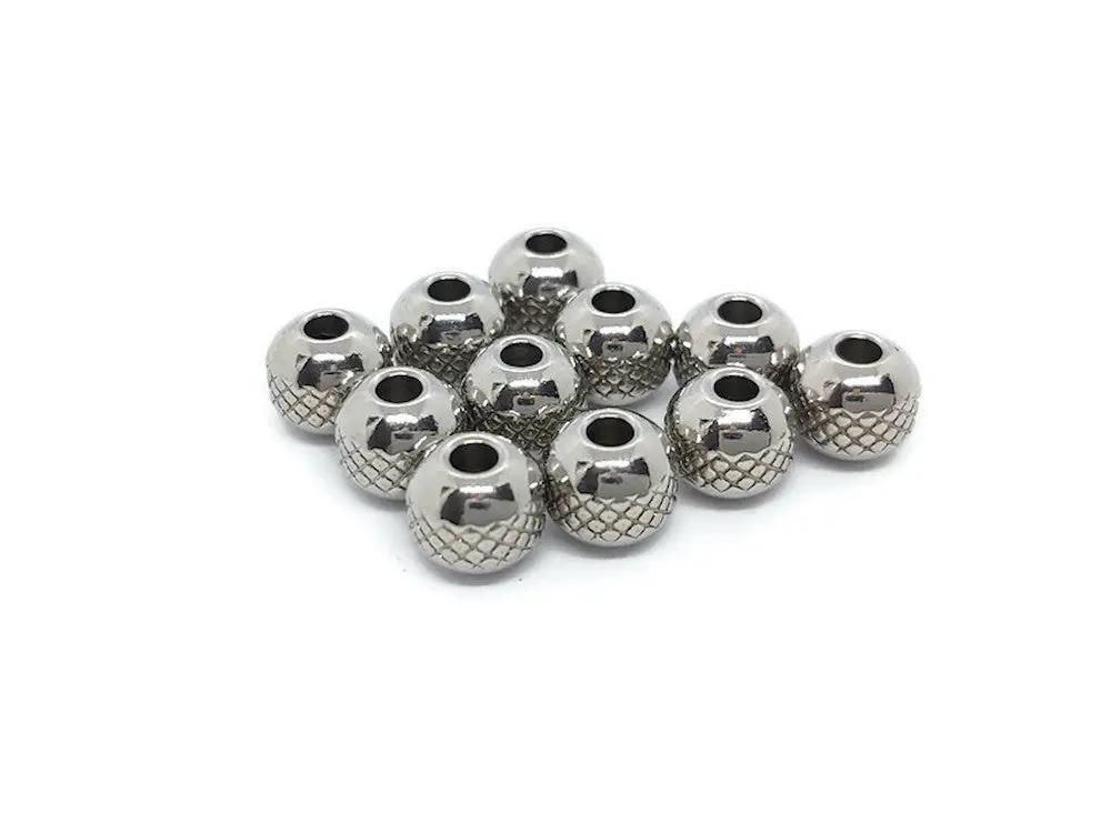 Perles rondes texturées inox - 6 x 5 mm - Lot de 10/20 Les Précieuses Perles