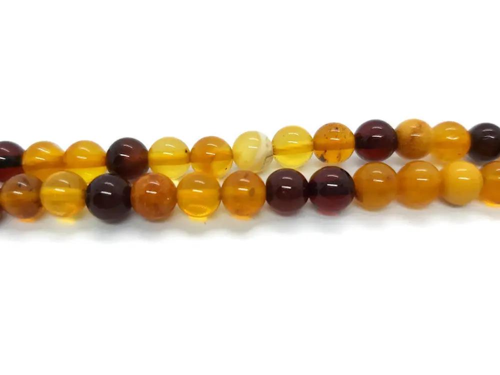 Ambre naturel -  6 mm (Trou 0,5 mm) - 4 Perles Les Précieuses Perles