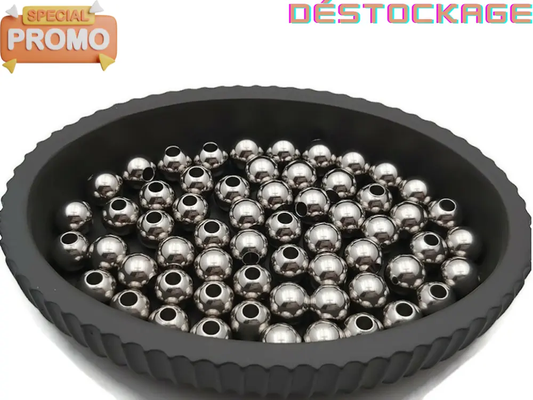 Perles rondes 10 mm trou 3,5 mm inox Les Précieuses Perles