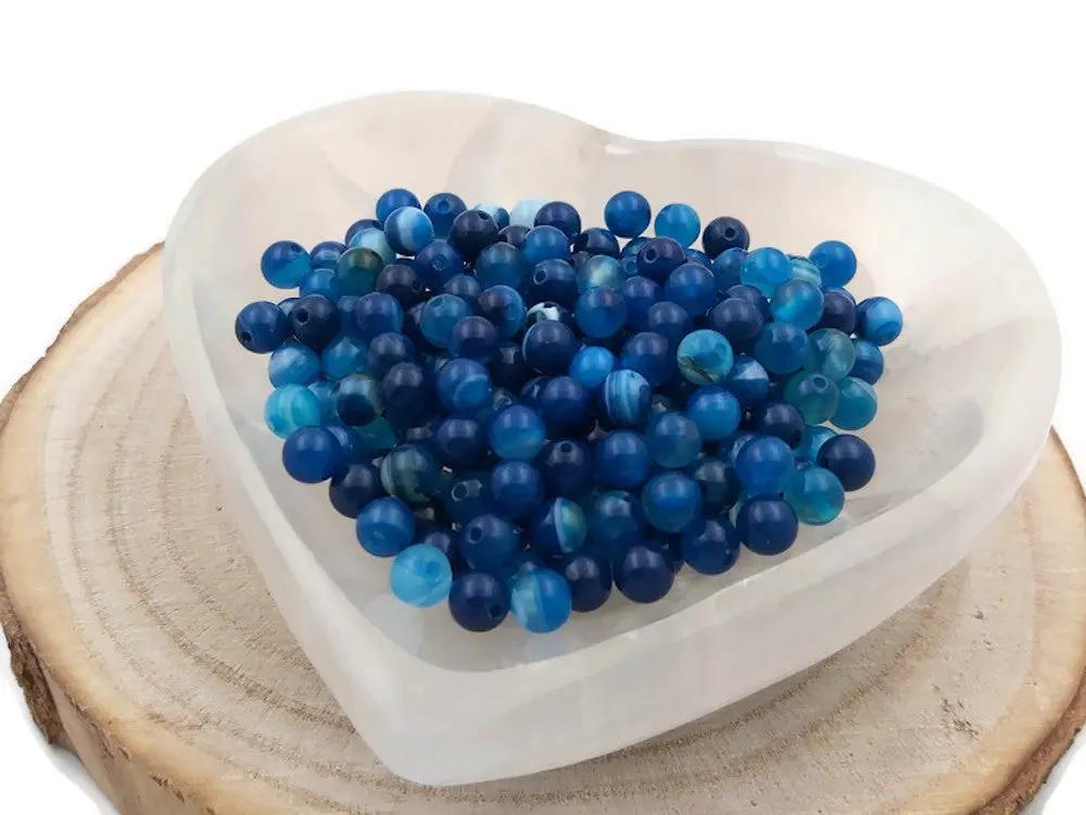 Agate rayée bleue - 6 mm - 60 Perles Les Précieuses Perles