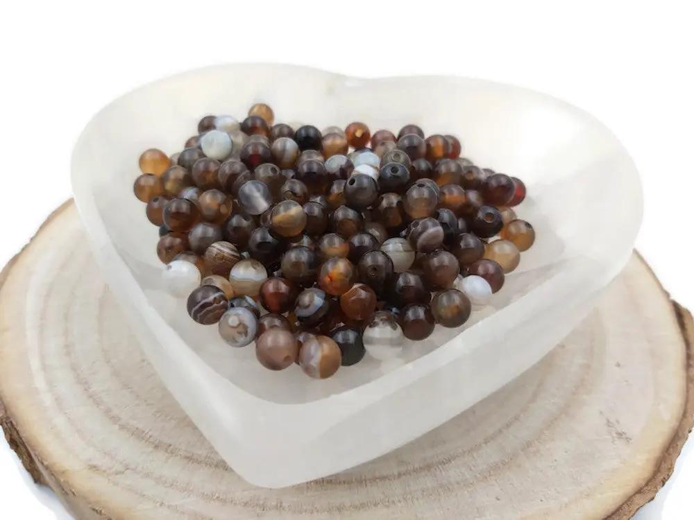 Agate rayée marron Grade A - 6 mm - 30/60 Perles Les Précieuses Perles