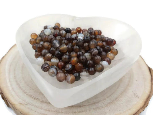 Agate rayée marron Grade A - 6 mm - 30/60 Perles Les Précieuses Perles