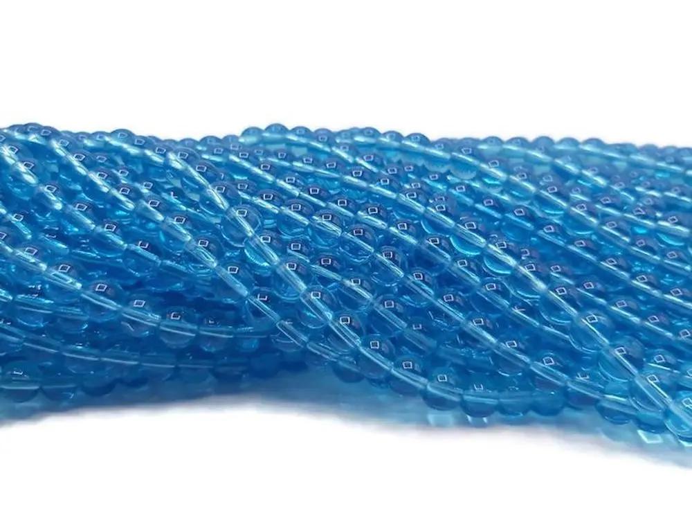 Perles en verre - Bleu - 6 mm - 60 Perles Les Précieuses Perles