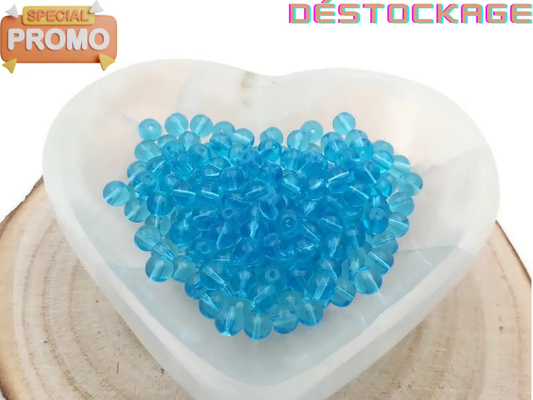 Perles en verre - Bleu - 6 mm - 60 Perles Les Précieuses Perles