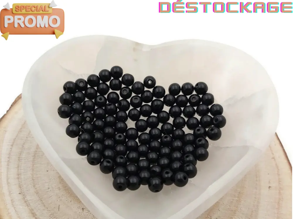 Perles en verre - Noir - 6 mm - 60 Perles Les Précieuses Perles