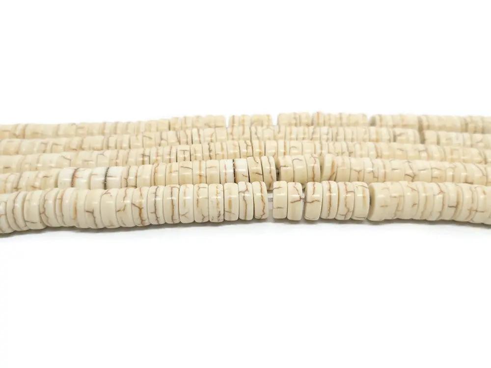 Howlite synthétique - Heishi 8 x 3 mm - 100 Perles Les Précieuses Perles