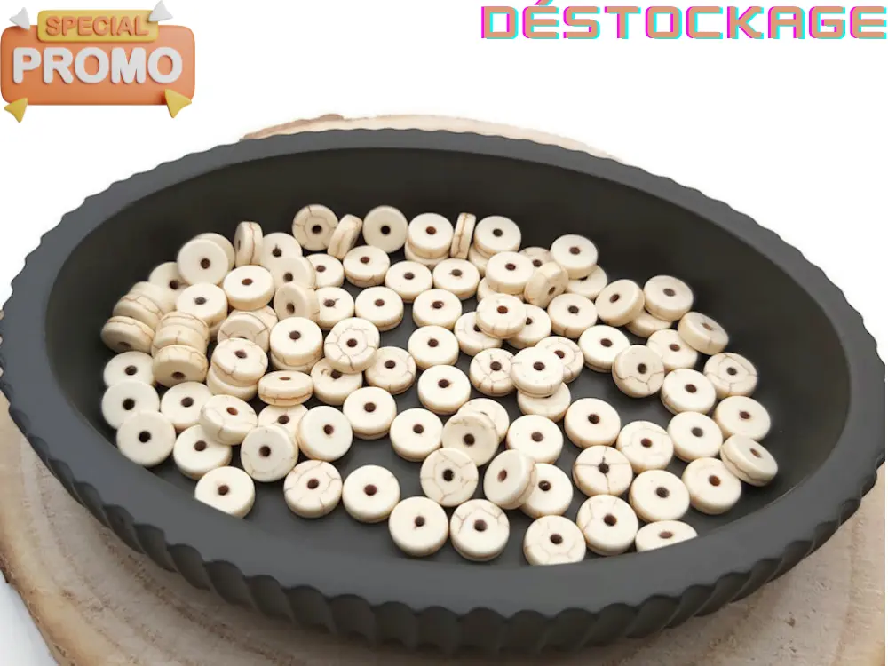 Howlite synthétique - Heishi 8 x 3 mm - 100 Perles Les Précieuses Perles