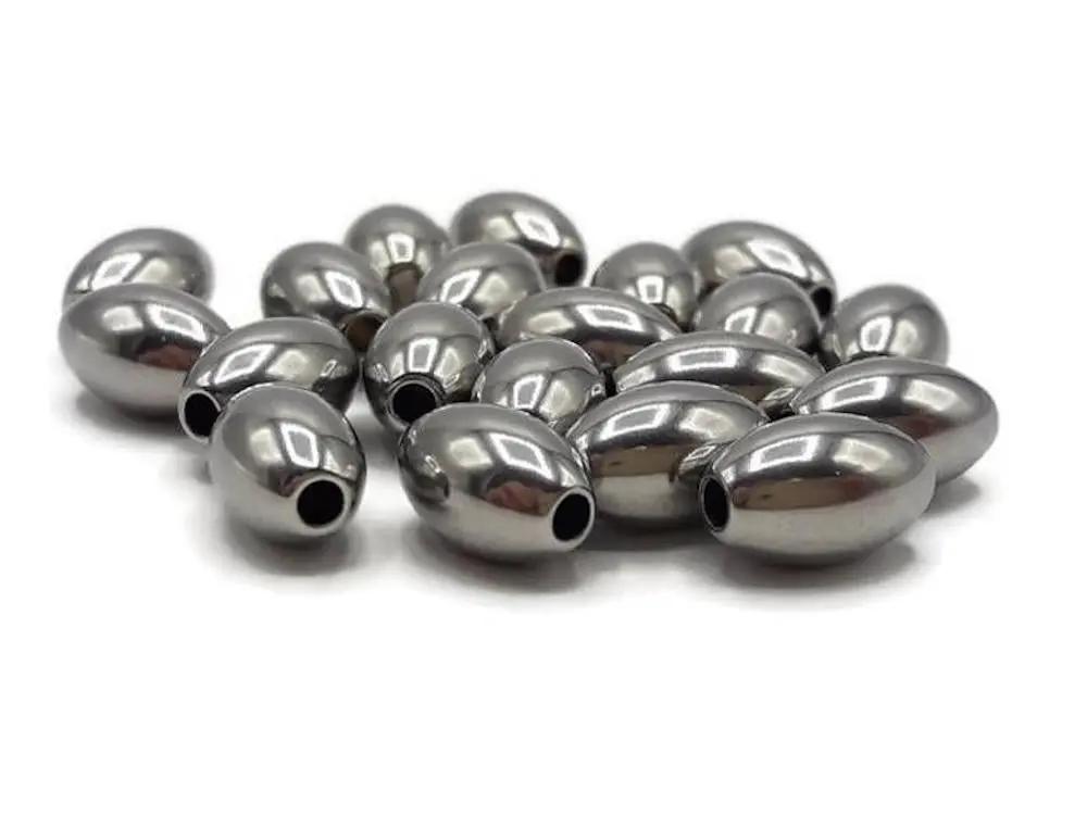 Perles ovales 9 x 6 mm inox - Lot de 10/20 Les Précieuses Perles
